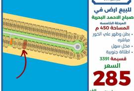 للبيع ارض في صباح الاحمد البحرية 